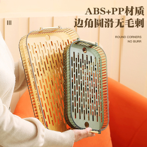 Carefully selected stove-top ice tea portable double-layer drain tray living room plastic tea tray fruit and vegetable bowls and chopsticks drain storage tray