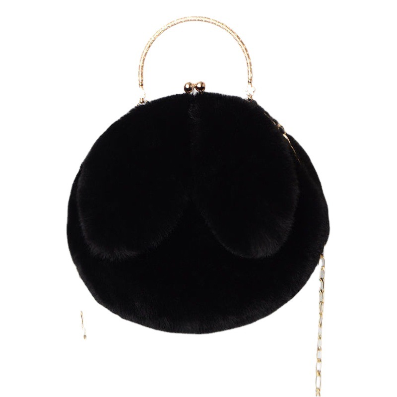 Bolso de Mano de Peluche con Orejas de Conejo 2024, Bolso de Cadena para Teléfono Móvil para Mujer, Lindo Bolso Cruzado de Hombro con Orejas de Conejo