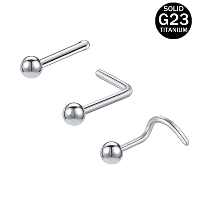 F136钛合金鼻钉鼻饰5字直杆L杆人体穿刺饰品 0.8粗基础款鼻钉耳钉|ms