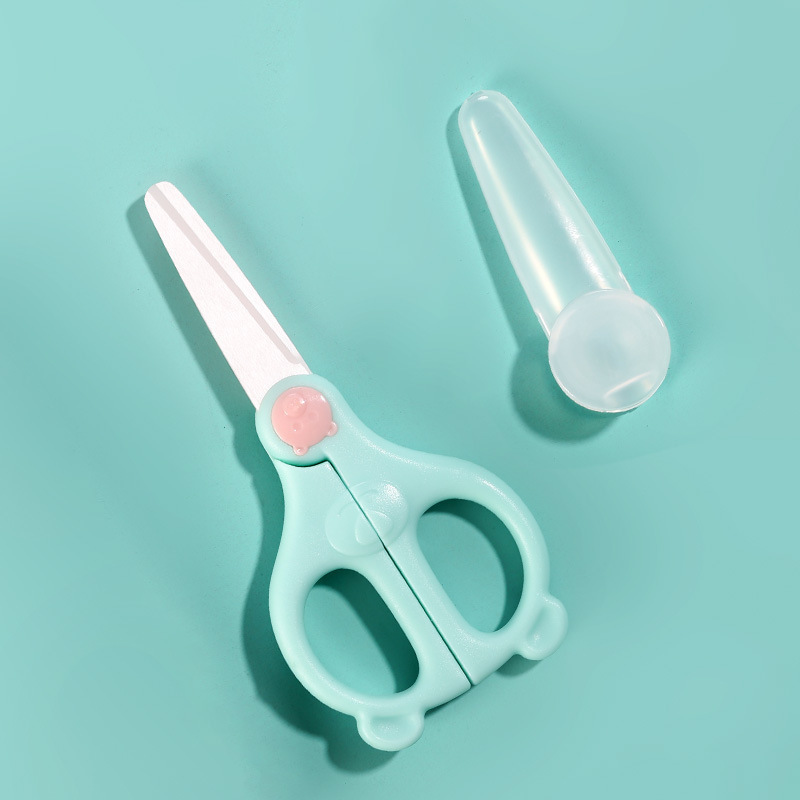 Tijeras de cerámica para bebés en stock tijeras de cerámica para bebés tijeras de alimentos tijeras para bebés caja de almacenamiento portátil cortador de verduras cortador de carne sin