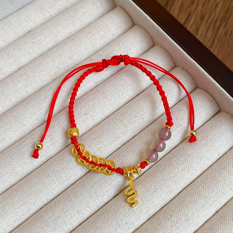 Nuevo estilo chino Lucky Nafu Año de nacimiento Pulsera de hilo rojo Moda Pulsera de todo fósforo Pulsera de temperamento de lujo ligero de nicho