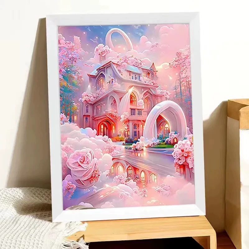 Кристальная живопись холст пейзаж — полный наборов DIY, размеры 30×40 и 40×50 см, деревянная коробка или белая рама