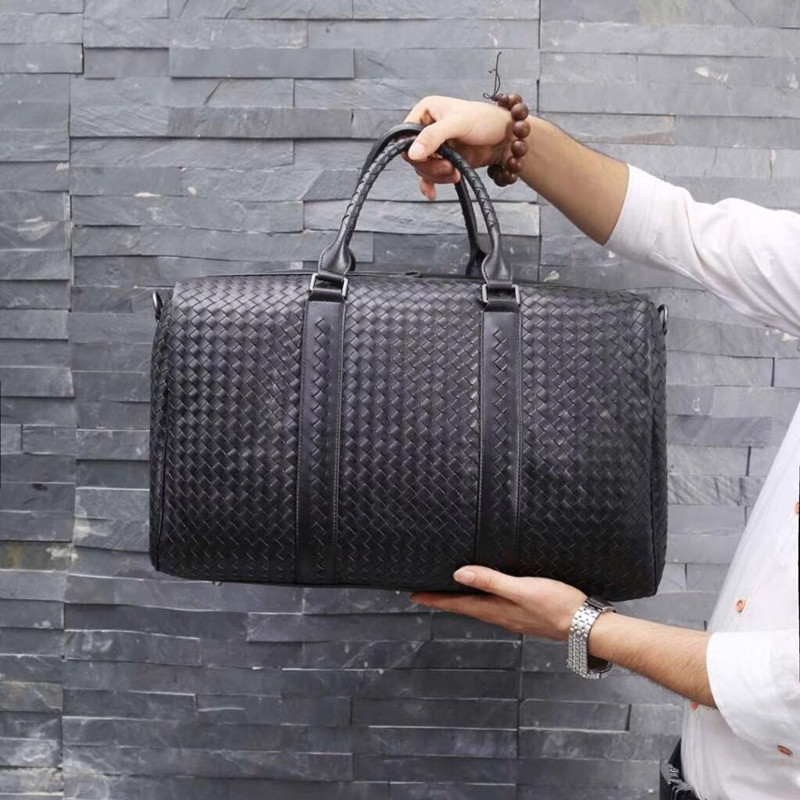 Kesiludi Genuine Leather Woven Men's Handbag, Men's Travel Bag, Women's Shoulder Crossbody Bag, Large Capacity Shopping Bag