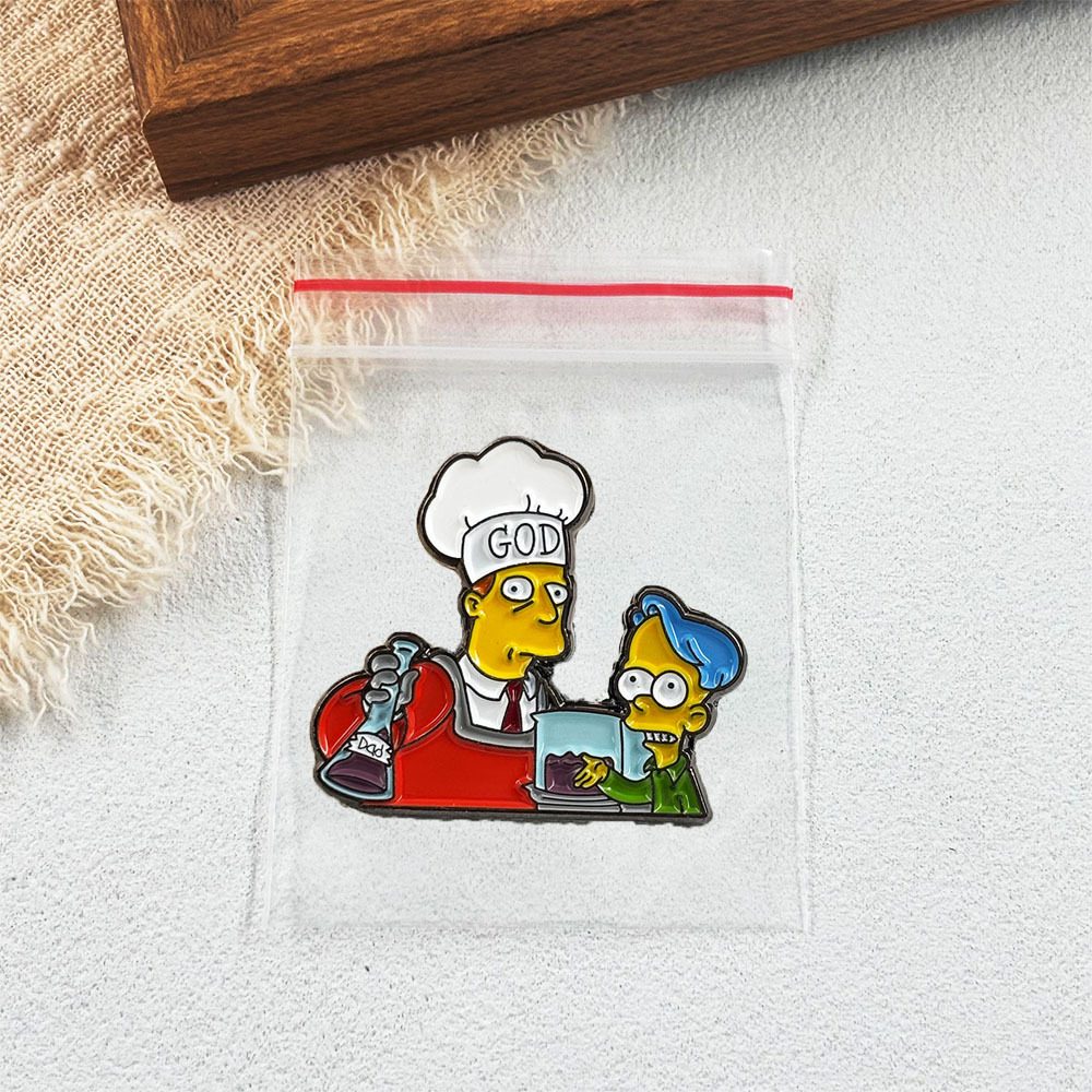 The Simpsons God Science Brooch Funny Cartoon Animation Metal Badge Pin Enamel Accessories