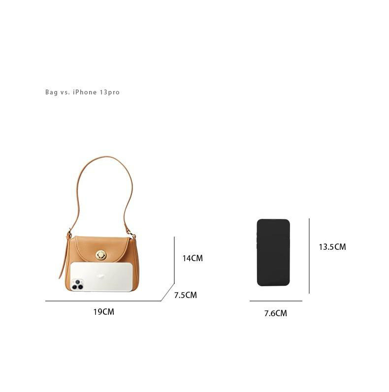 Túi đeo chéo nữ da vân cá sấu phong cách mới, kiểu gối ôm sát nách, kích thước 19×7.5×14 cm — sữa cam chi tiết 7