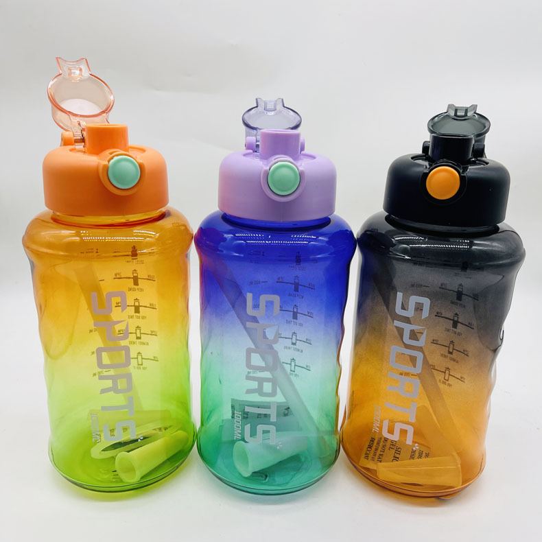 Weilong taza de plástico nuevo gradiente de color de gran capacidad taza de plástico al aire libre sitio de construcción espacio taza portátil mango paja taza