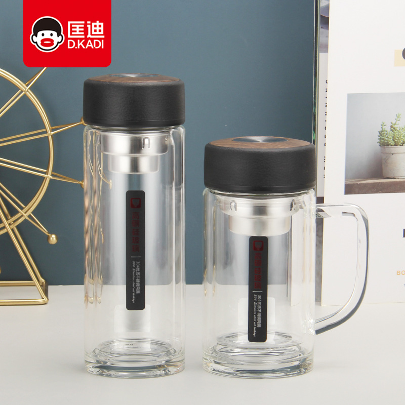 Kangdi 2137 Double Layer Glass Cup High Borosilicate Business Office Cup Gift Cup Heatproof Water Cup