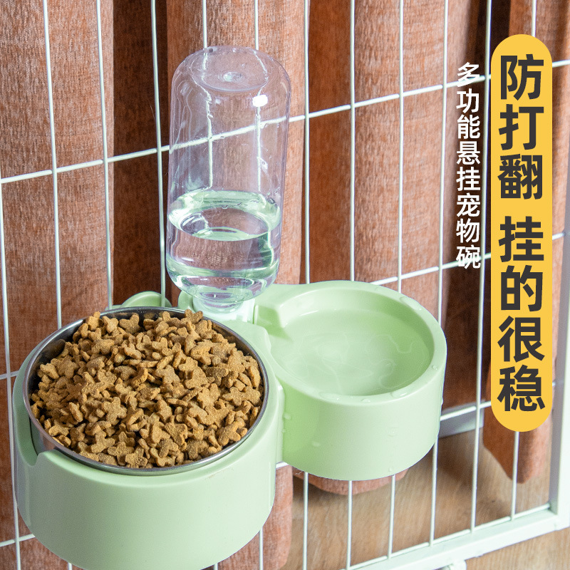 Mascota que cuelga el cuenco automático del perro que cuelga la jaula del animal doméstico cuenco de comida del gato que cuelga el cuenco colgante de acero inoxidable transfronterizo Amazon