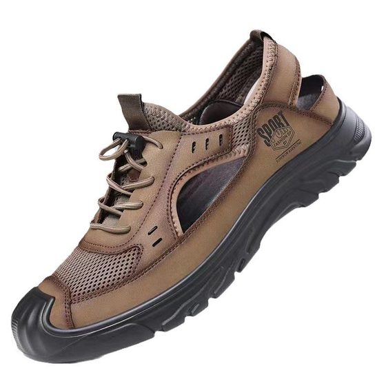 Sandals men's summer new hollow wading shoes breathable mesh hole shoes soft bottom toe shoes men's cross-border wholesale