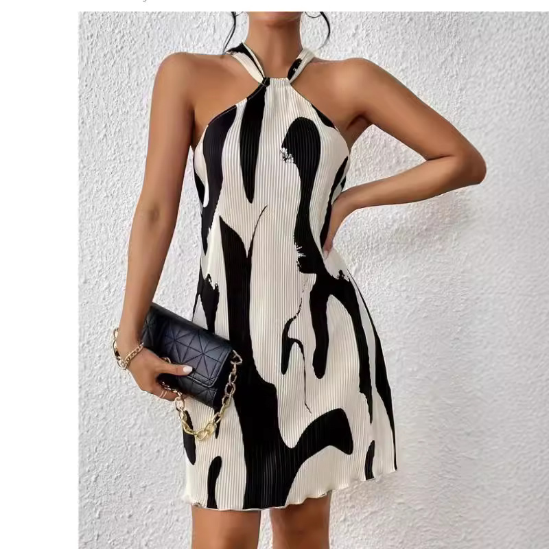 ChicShe Abito casual da donna con scollo all'americana stampato, stile europeo e americano, per autunno e inverno_voghion.com