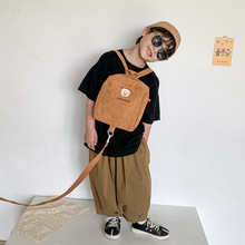 韩国ins刺绣小熊儿童双肩包幼儿园轻便减负灯芯绒宝宝防走失背包