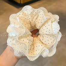 芭蕾风波点蕾丝花边大肠发圈新品扎发头绳温柔气质低马尾发饰头花
