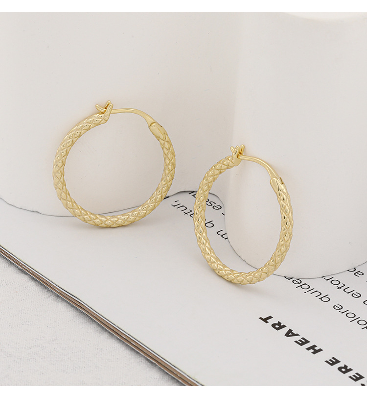 New Fashion Jewelry S952 Silver Earrings Fashion Retro Texture Geometric Circle Ear Buckle display picture 3