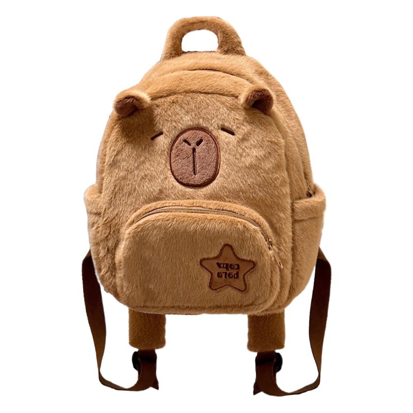 2024 nuevo capabala felpa capybara mochila lindo todo partido peludero bolsa mujer estudiante de dibujos animados Mochila pequeña