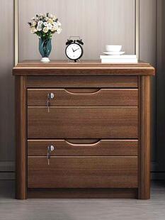 # Chinese Style Solid Wood Bedside Cabinet with Lock for Bedroom Home Retro Bedside Storage Locker Simple Modern Free Installation