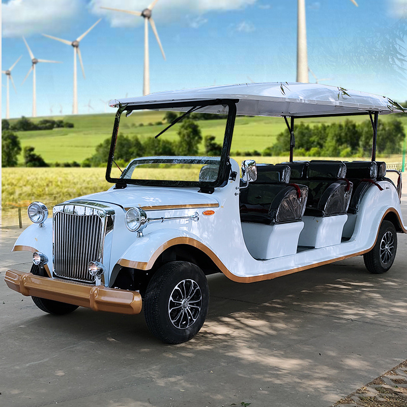 Scenic Area Manor Electric Swing Car 4 Rows 11 Real Estate Sales Office Viewing Car Retro Sightseeing Tour Classic Car