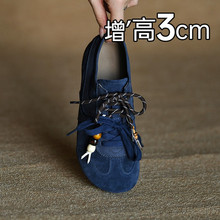 磨砂牛皮蓝色芭蕾风德训鞋女时尚休闲鞋2025新款秋季真皮女鞋单鞋