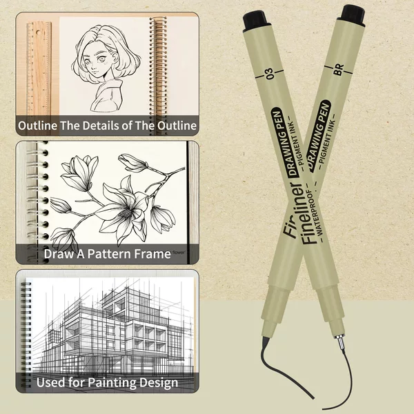 Cross-border popular art liner pen, water-resistant, quick-drying, black needle-point pen for drawing, comic outlining, and hand-drawing for art students