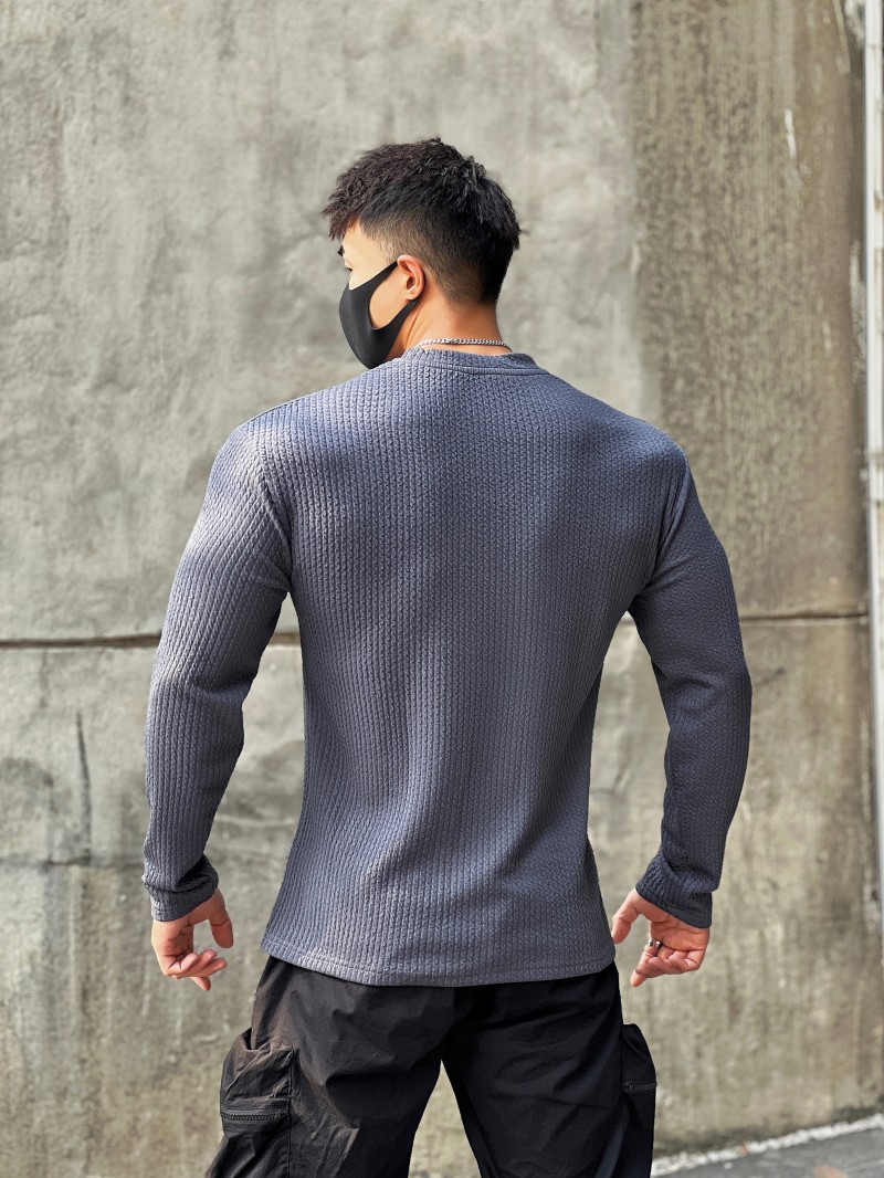 Men's Long Sleeve Workout Shirt Casual Gym Tee American Style Loose Fit Breathable Athletic Top for Basketball Running And Training_viptrois.com