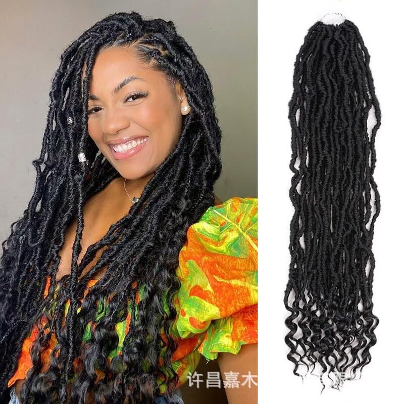 European and American Wigs Chemical Fiber Hair Extensions Goddess Locs Amazon Bestseller 16inch Goddess Locs Manufacturer in Stock