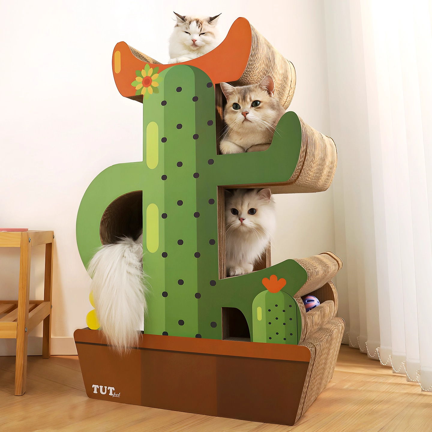 Cactus gato agarre tablero de gato nido de gato todo en un papel corrugado resistente al desgaste, resistente al arañazo, anti-caspa, sofá para proteger el gato agarre nido