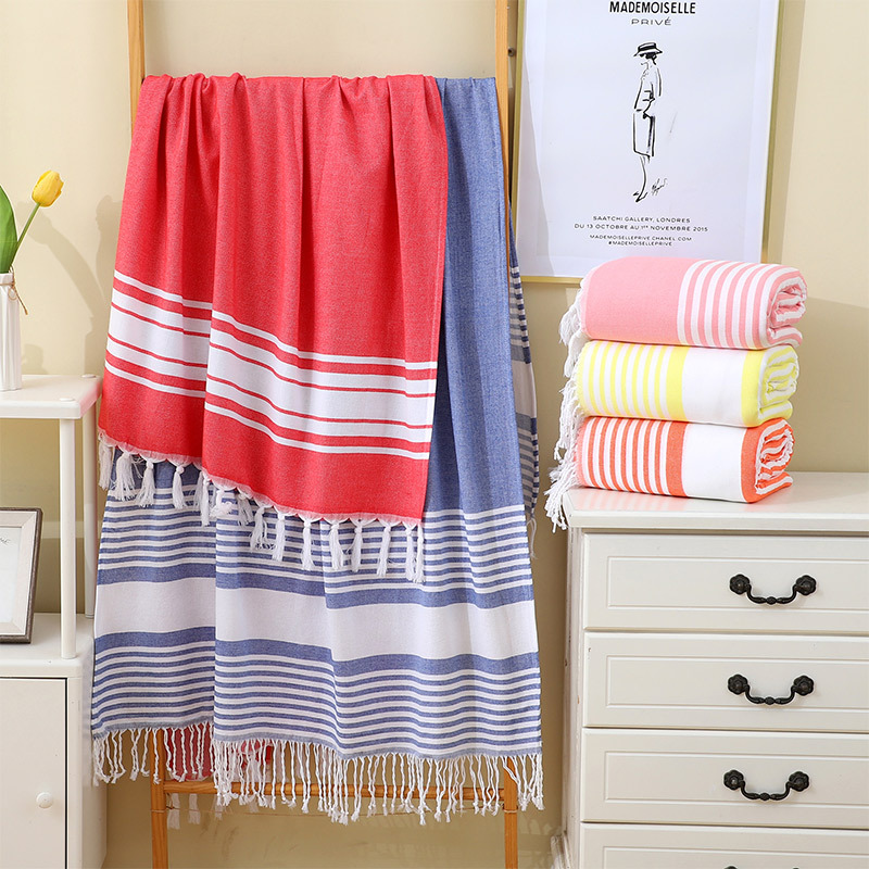 加工定制土耳其流苏浴巾欧美风条纹游泳披肩吸水防晒大尺寸沙滩巾