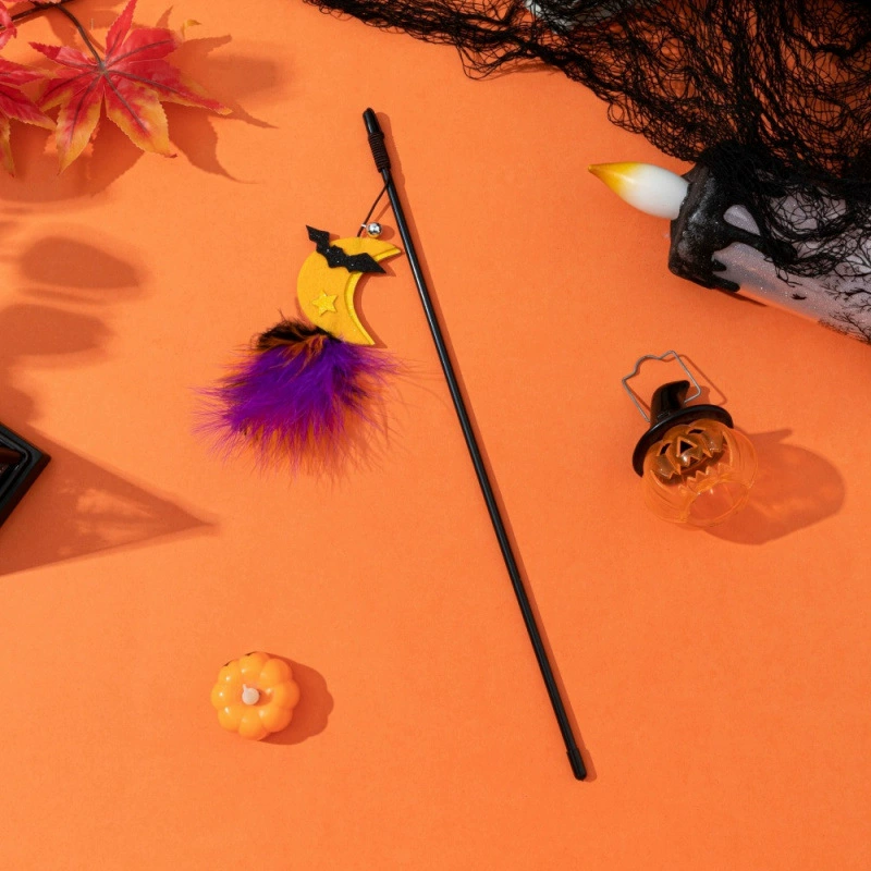 Кросс-бордерные игрушки для кошек на Хэллоуин: забавная палочка для кошек, тыква, призрак, паук, креативная весенняя игрушка для кошек
