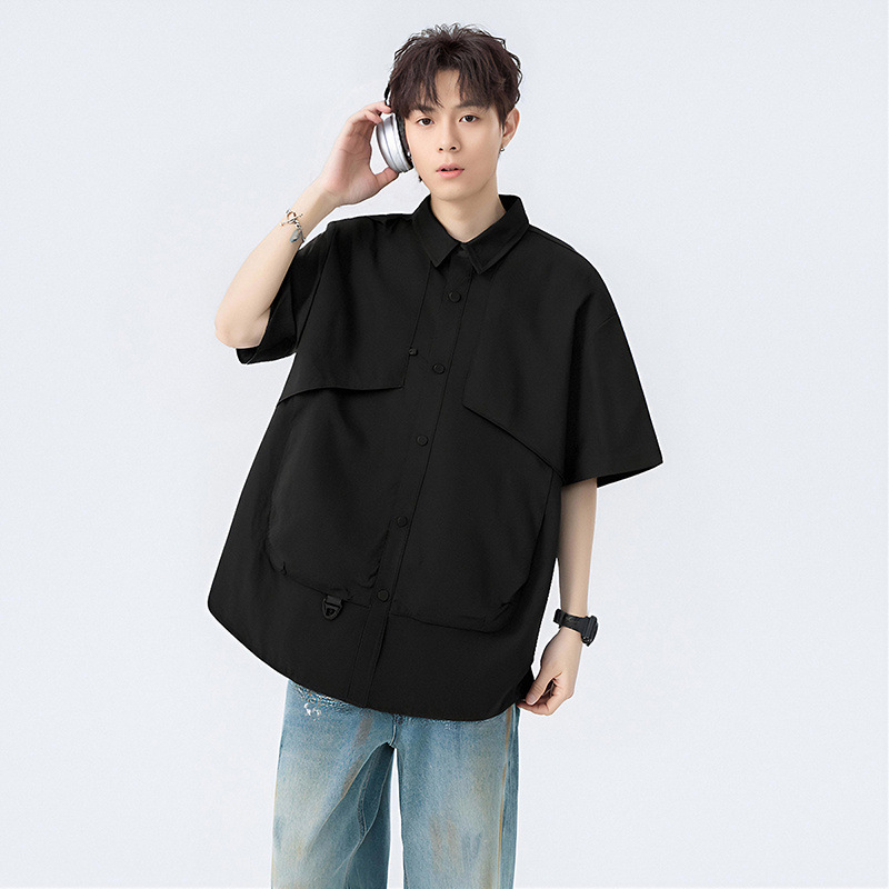 Danbaoni Non-Iron Wrinkle-Resistant Short-Sleeve Shirt for Men, Loose Casual Trendy Versatile Spring 2026 New Shirt Jacket