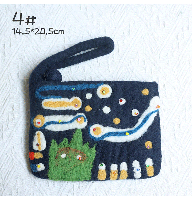 Unisex Flower Wool Felt Zipper Coin Purses display picture 7