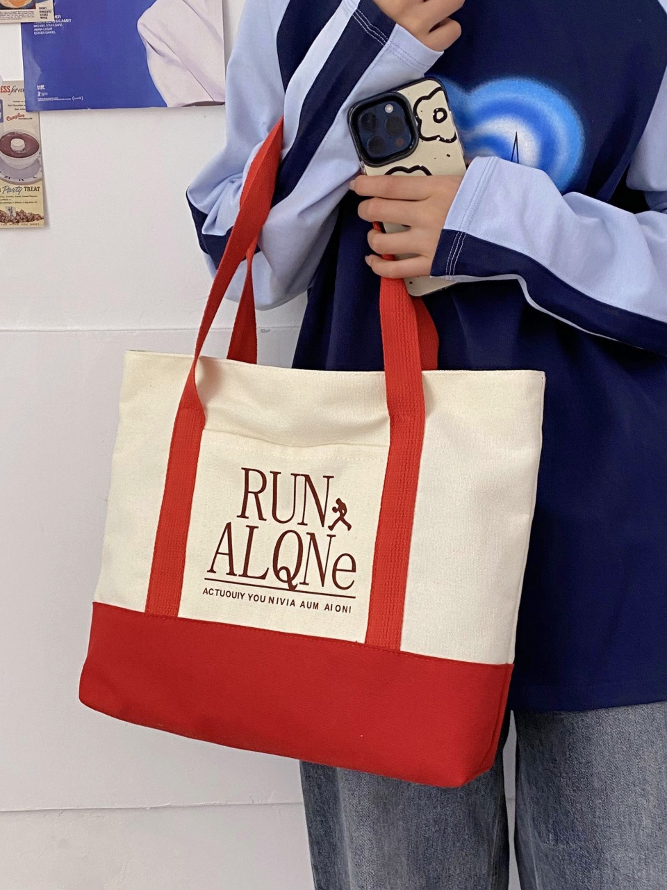 Bolsas de lona creativas de gran capacidad bolsas de lona portátiles para mujeres ocio versátil estudiantes lindos bolsas de compras simples