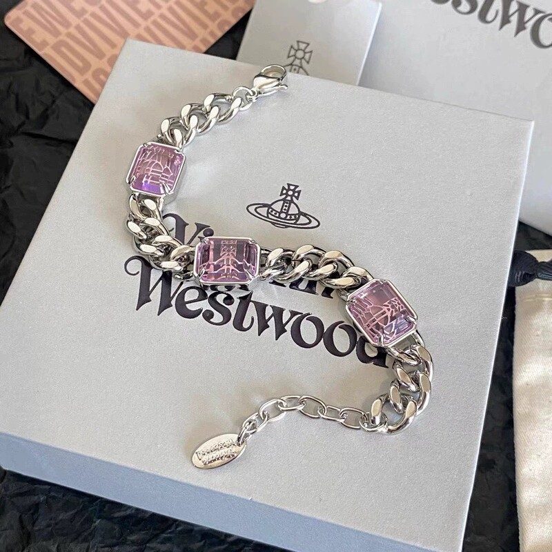 Queen Mother's Pink, Purple, and Green Summer Color Sugar Cube Bracelet with Saturn Pattern, Punk European and American Retro Trendy Hand Jewelry