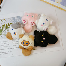 可爱吱吱叫猫咪毛绒挂件创意团团猫书包包钥匙扣挂饰情侣公仔玩偶