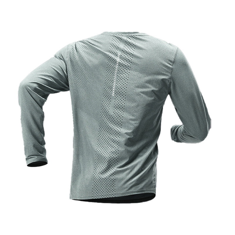 Correr camiseta de manga larga hombre velocidad ropa seca transpirable baloncesto entrenamiento deportivo montañismo sudor absorción camiseta deportiva