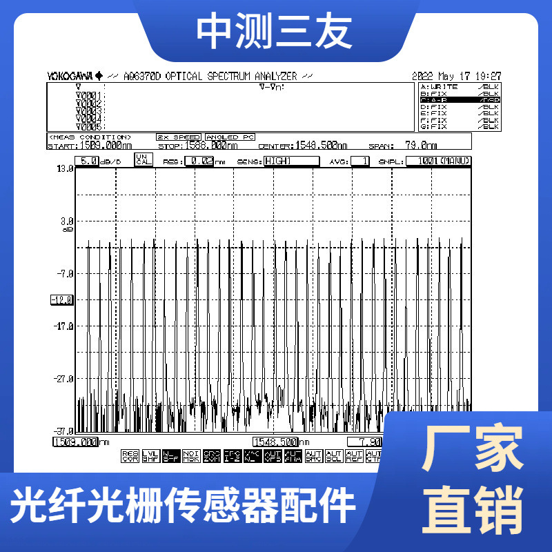 5点光纤光栅串  5种波长FBG阵列按需求参数刻写光栅  部分现货