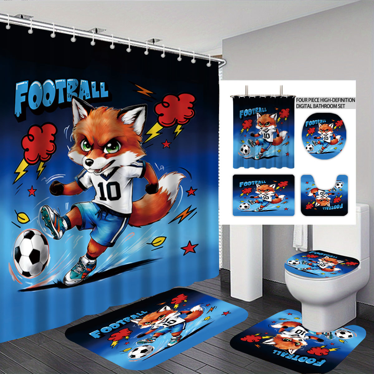Tiktok poliéster cortina de baño impermeable conejo de Pascua sin perforación cortina de baño decoración cortina de baño cortina de cuatro piezas