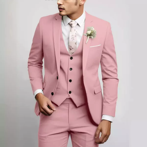 2026 Foreign Trade Fashion Amazon Men's New Slim-Fit Two-Button Suit Set Cross-Border Three-Piece Suit