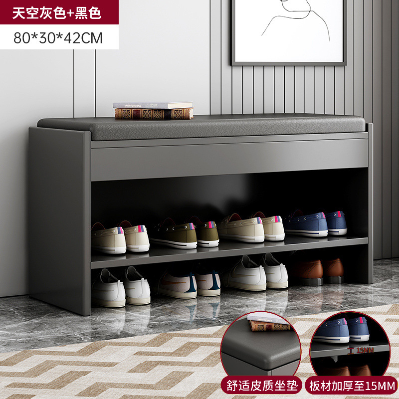 [블랙 가죽 시트 쿠션] 스카이 그레이 80cm.