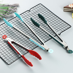 Multifunctional Nylon Food Tongs Kitchen Utensils Food Clips Stainless Steel Bread Tongs BBQ Skewers Steak Clips