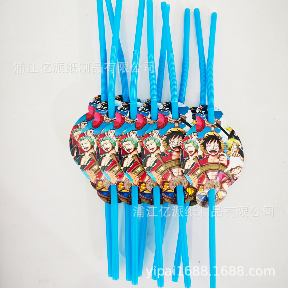 One Piece cubiertos de fiesta de cumpleaños bandeja de papel tazas toallas de papel globos pastel tapa cubiertos de fiesta de cumpleaños