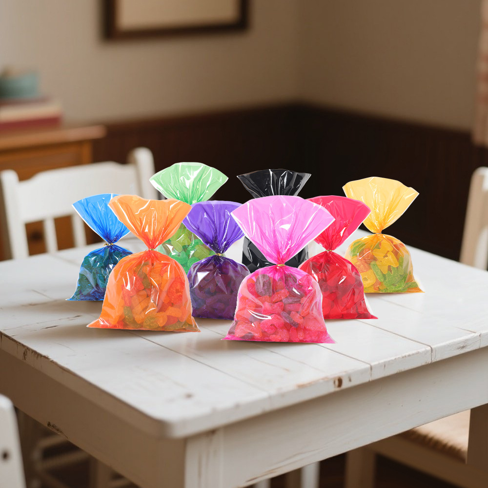 8 种颜色现货批发彩色玻璃纸袋适合存放饼干、干花、派对礼品等