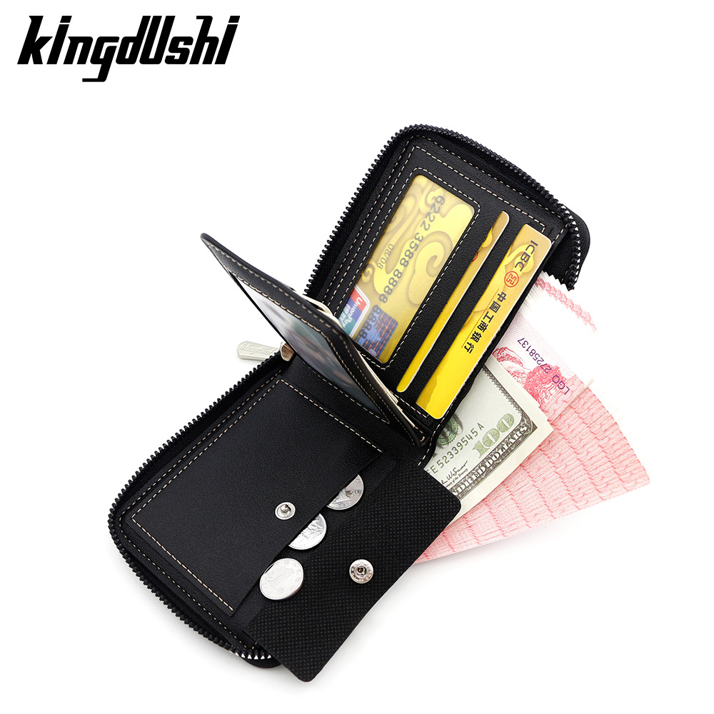 Cartera corta para hombre esmerilada retro europea y americana, bisagra de cadena, monedero triple, posición de tarjeta múltiple, billetera para hombre al por mayor