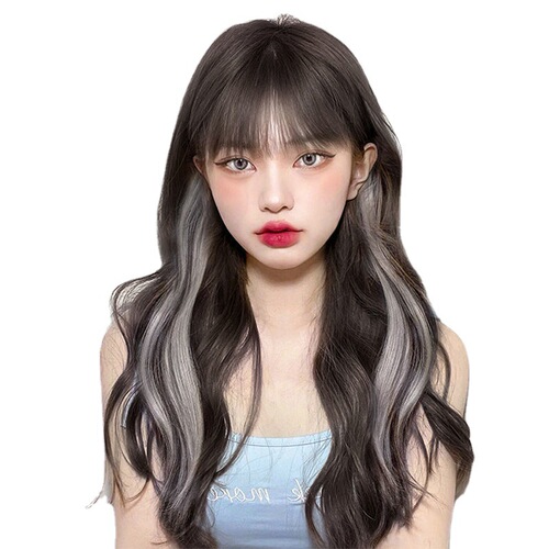 Clip-in Colorful Wigs, Rainbow Toner, Gradient, One-Piece Straight Long Curly Hair, Invisible and Hairline-Free Hair Extensions