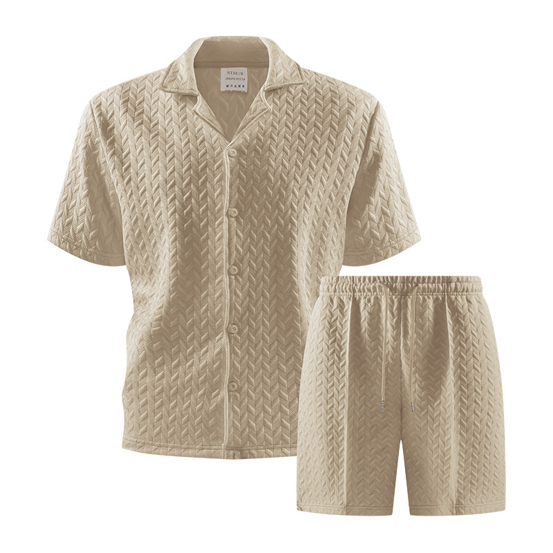 2026 primavera transfronteriza Amazon con solapa polo camiseta nuevo hombre moda casual pantalones cortos de mangas cortas dos piezas image 3