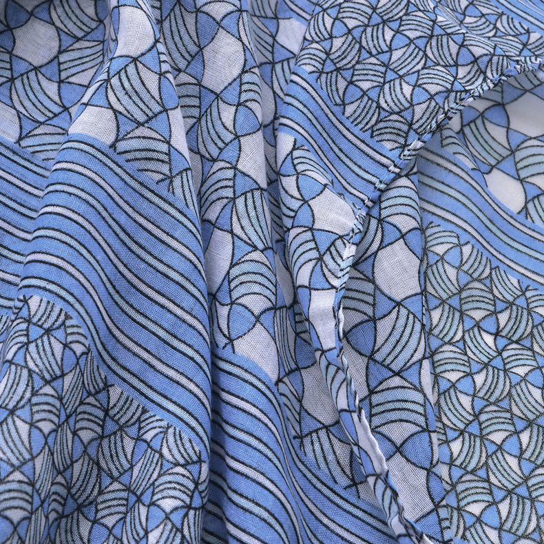 El comercio exterior japonés Orden original color geométrico azul a juego gran bufanda primavera y verano versátil playa viajes protector solar chal toalla de playa