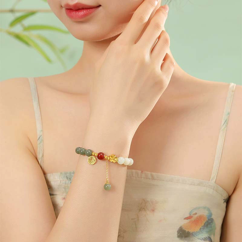 Серебряный браслет из агата , jade, аксессуар, образец серебра 925, китайский стиль