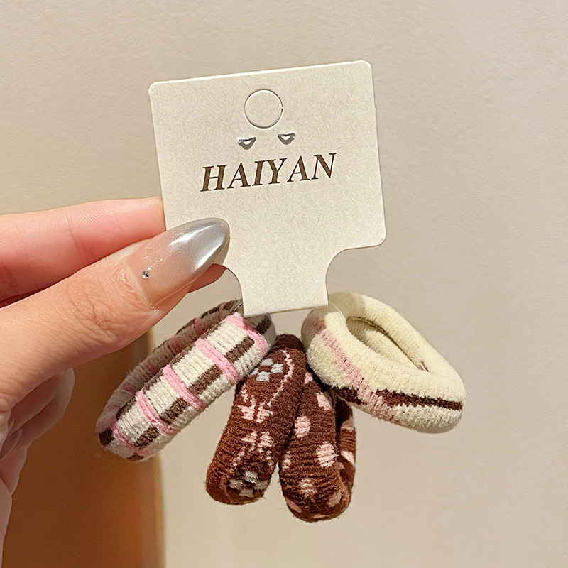 Nuevo estilo coreano cuadrado color contraste amor perrito anillo de pelo dulce lindo cabeza cuerda de goma alta decoración de cola de caballo joyas de pelo para mujeres