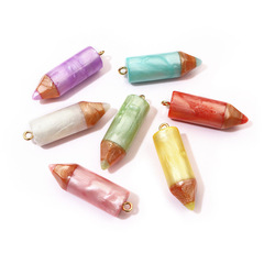 樹脂模造クレヨン鉛筆ペンダントペンダントDIYアクセサリーキーホルダーネックレス材料34x10mm 3g