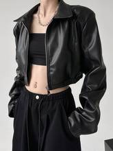 美式复古长袖翻领皮衣外套女2025春秋季甜酷妹机车夹克短款上衣