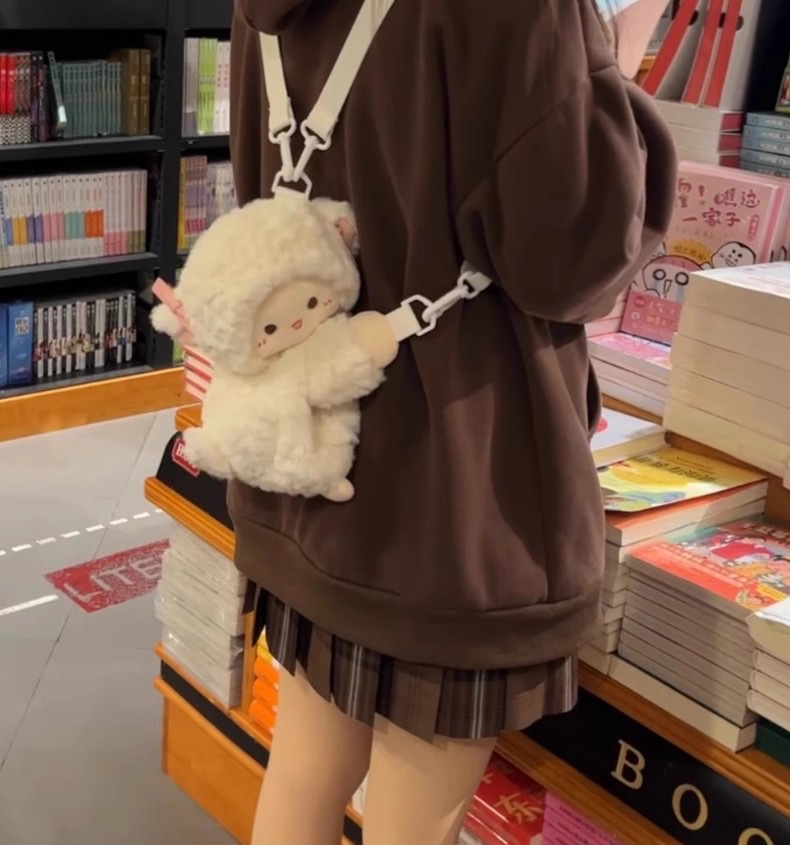612g Weight Nylon Lining Material Zipper Closure Type Double Shoulder Straps Strap Type Casual, Shopping Occasion Plush Material Women's Backpack Backpack little bear, Dog, Sheep Pattern All Seasons Season Women's Gender Cute Style Cylindrical Shape Little Bear Dog Sheep Casual Shopping Women's Backpack 12