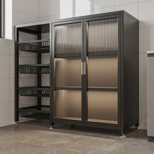 Kitchen shelf floor multi-layer storage cabinet home wall with door microwave oven cabinet locker